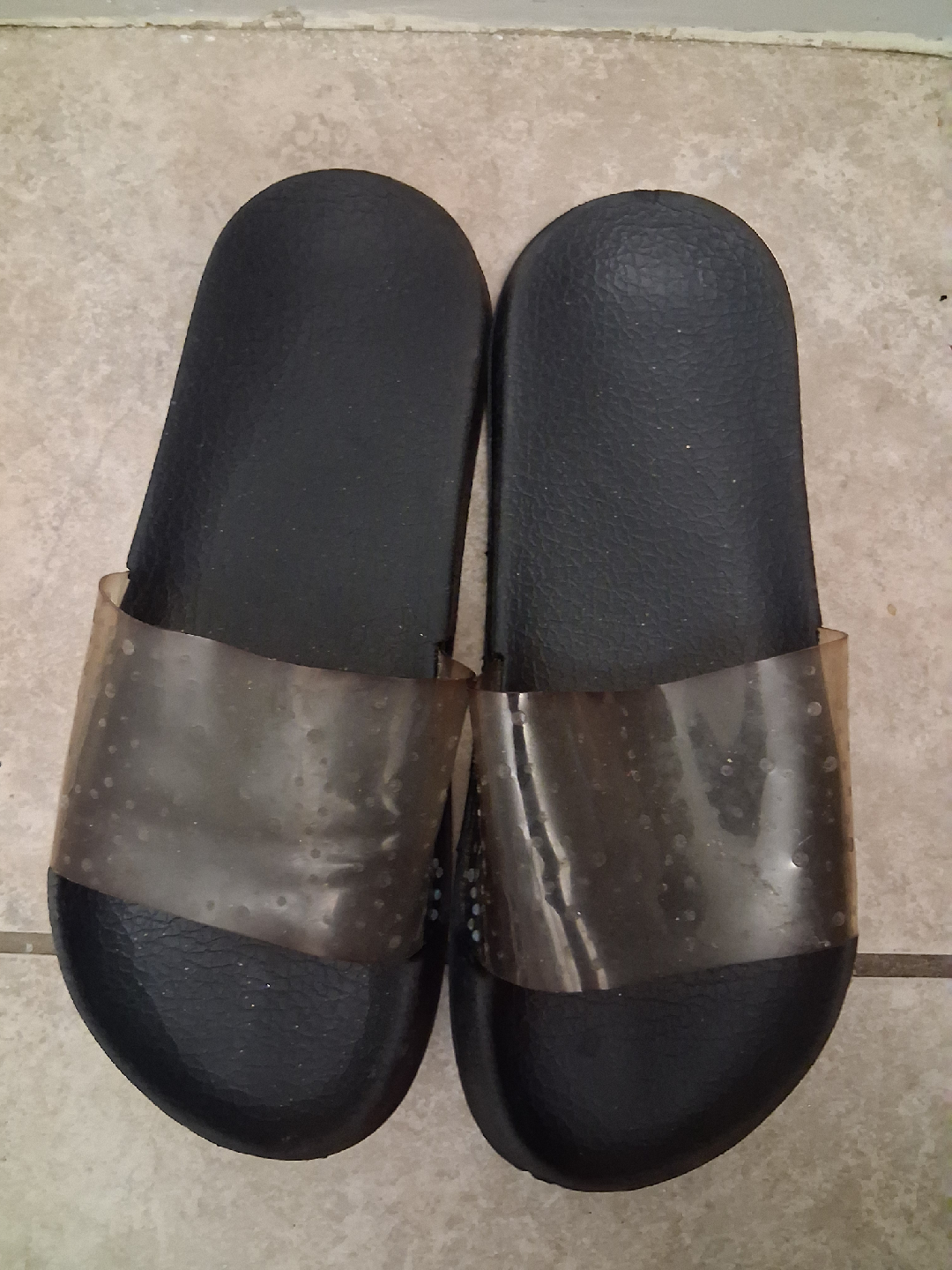 Black Slides with Clear Strap