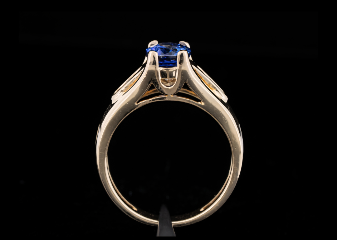 Blue Tanzanite & Diamond Gold Ring - photo 5