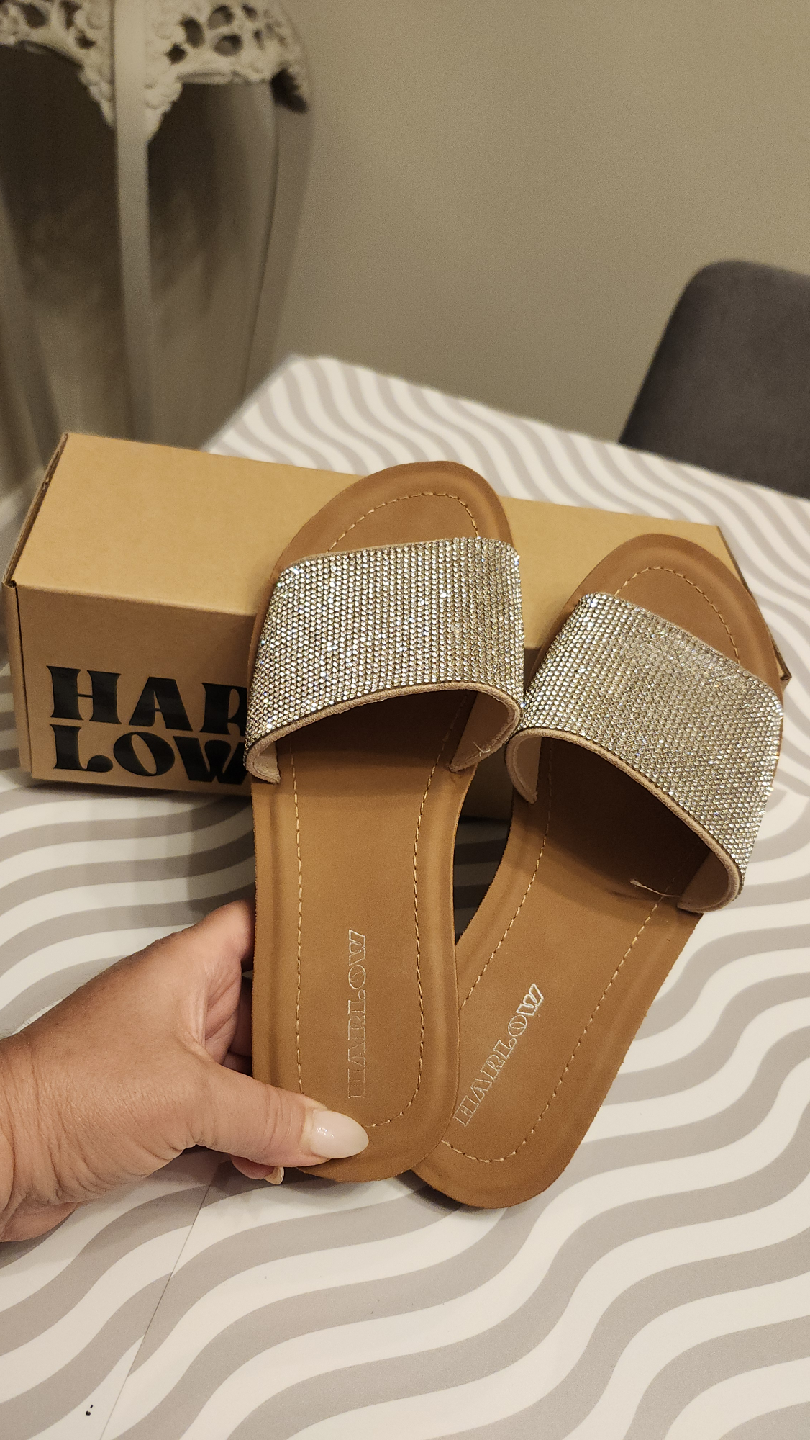 Harlow Slides Sandals Silver Sparkle Size 6 BRAND NEW