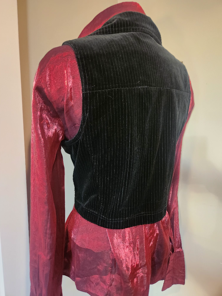 vintage GAP brand Black Velvet Pinstripe Vest size small - photo 2