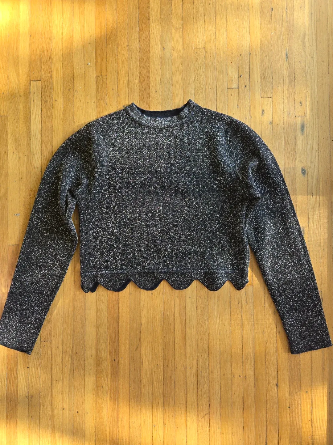 Zara Knit Sparkly Cropped Sweater - Size S thumbnail