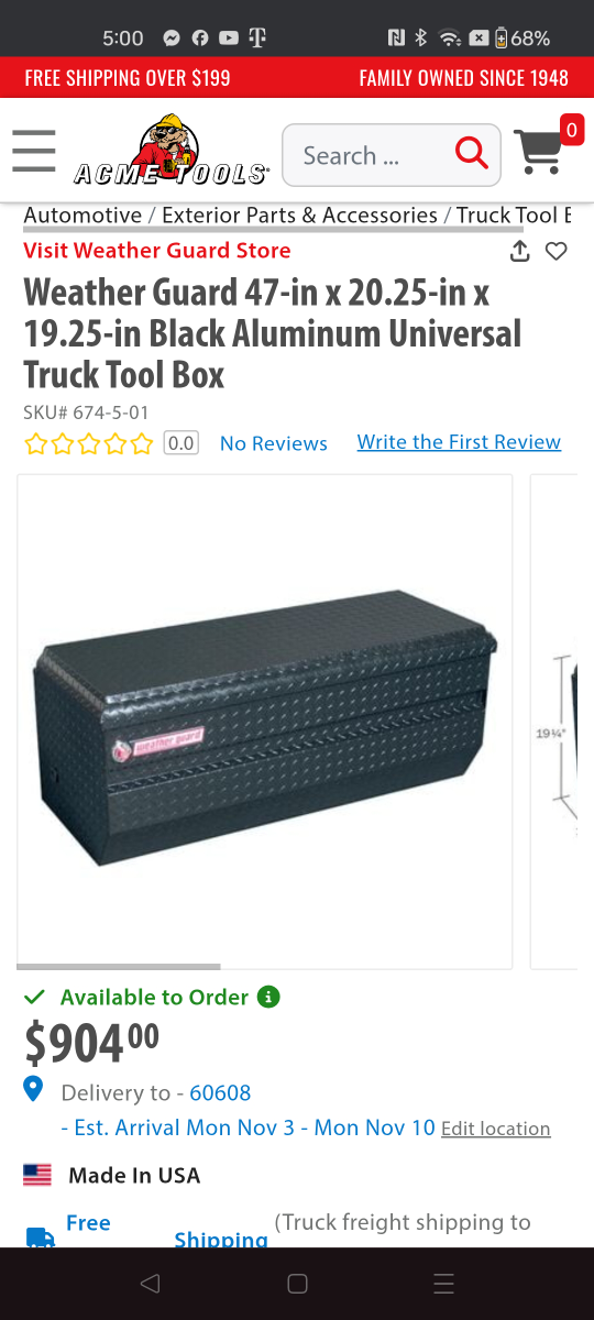 Weather Guard Aluminum Truck Tool Box - Black