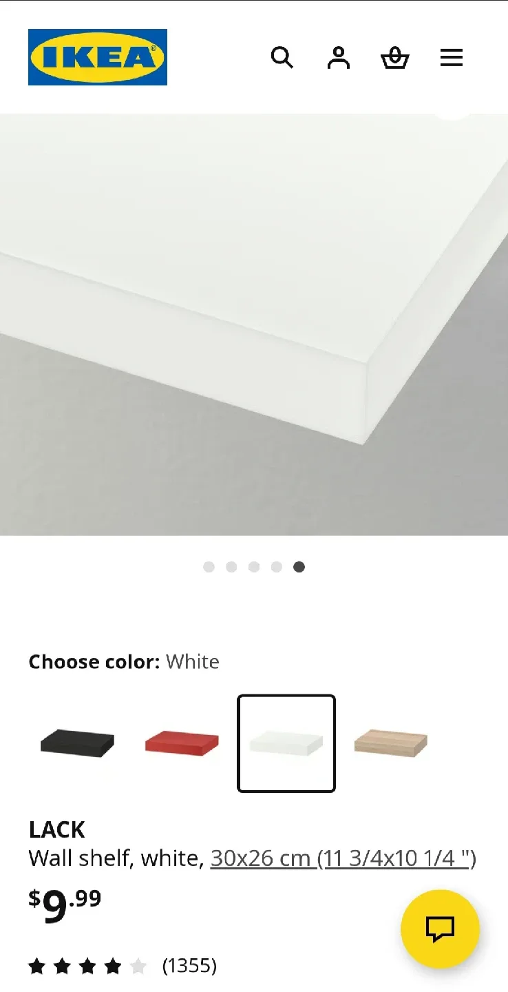 2 IKEA Lack Wall Shelves - White - 30x26cm thumbnail