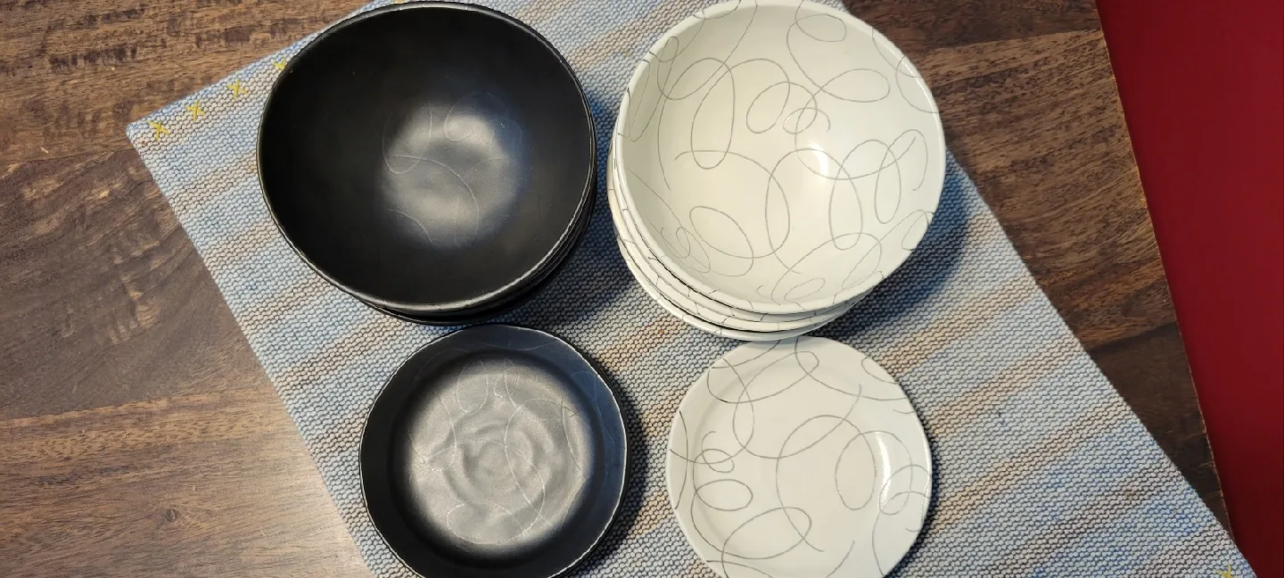 Bowls and Plates Set - Black and White image indicator(3)
