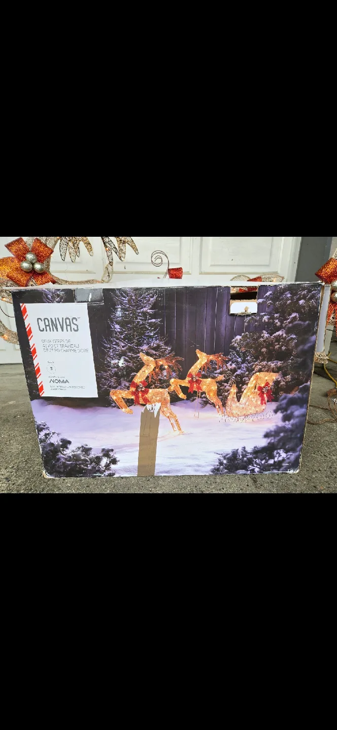 Christmas decorations Reindeer w lights and snow sled image indicator(5)