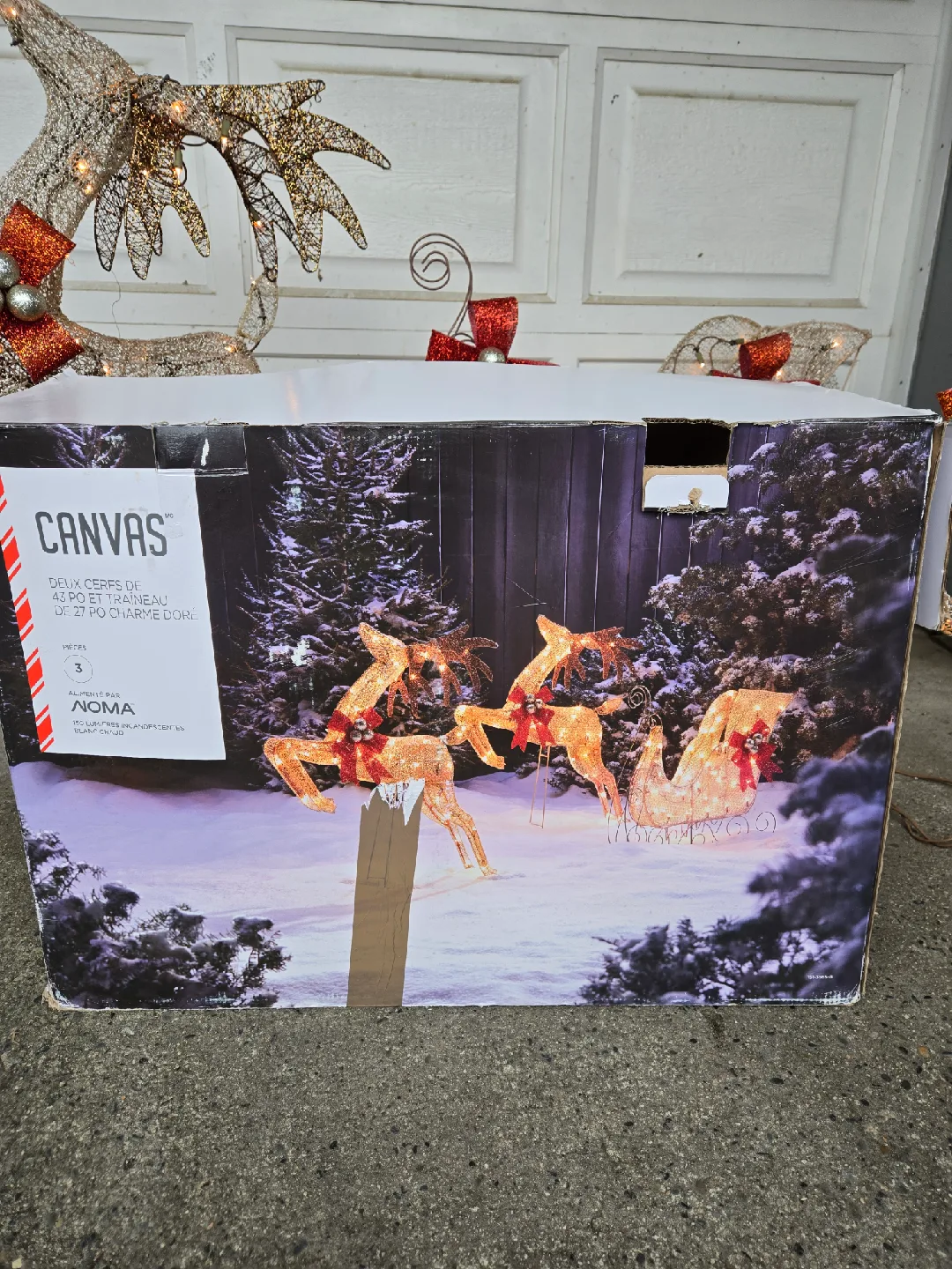 Christmas decorations Reindeer w lights and snow sled image indicator(6)