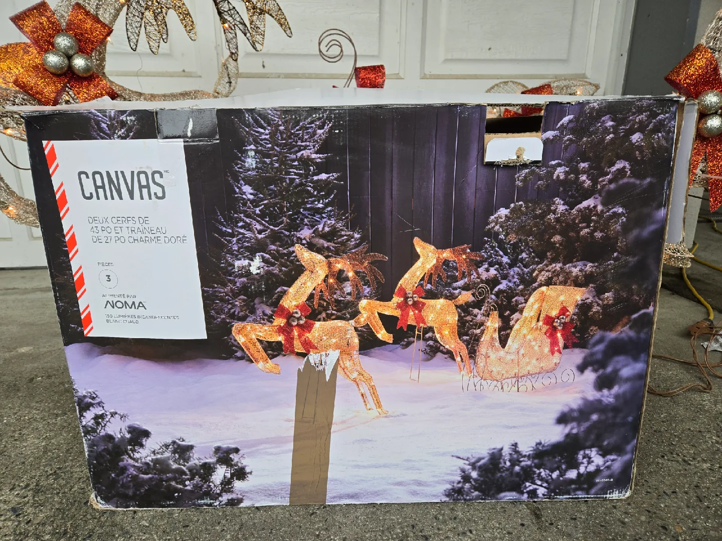 Christmas decorations Reindeer w lights and snow sled image indicator(8)