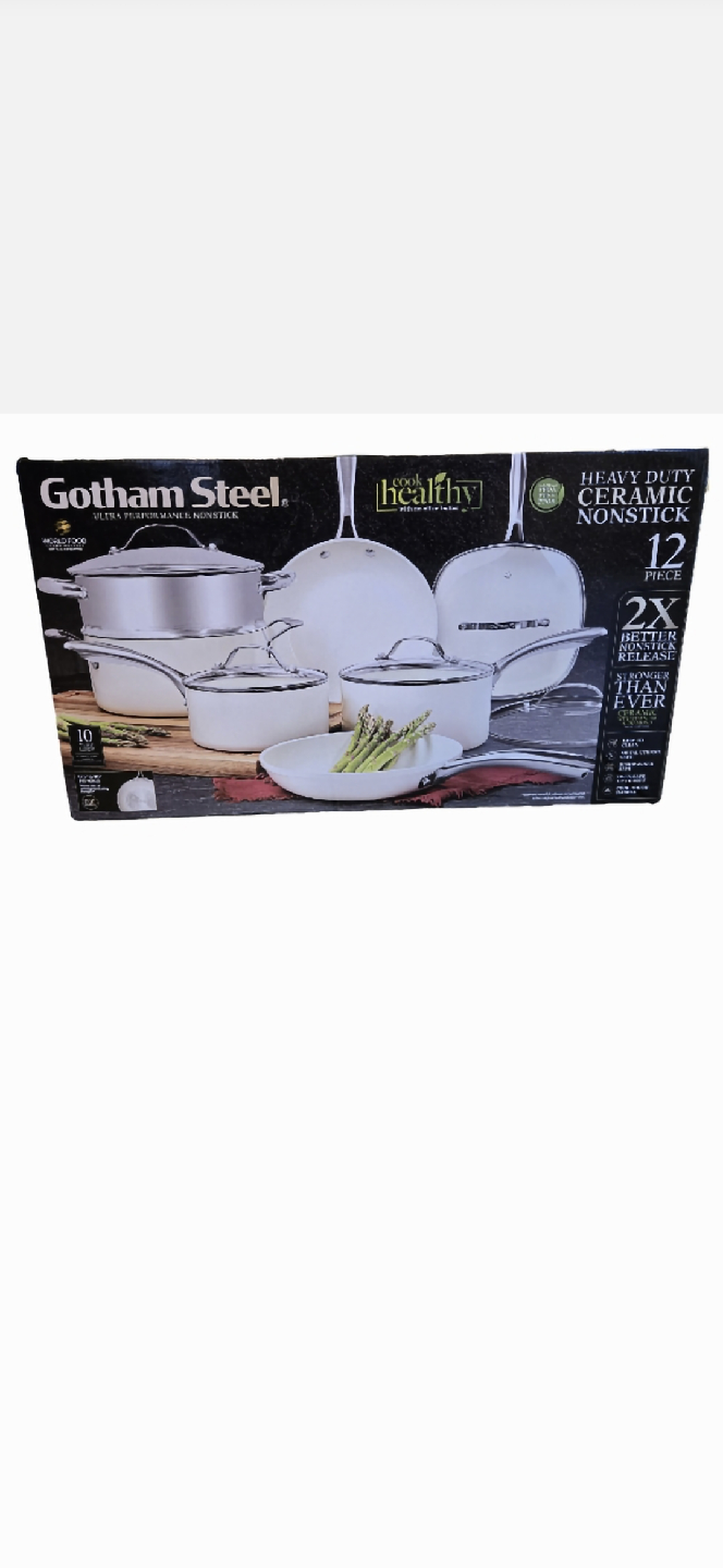 Gotham Steel 12-Piece Ceramic Nonstick Cookware Set - New