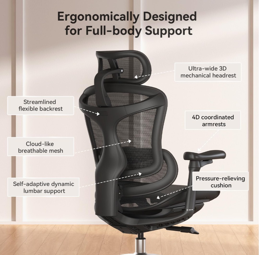 Ergonomic Mesh Office Chair with 4D Armrest - photo 3