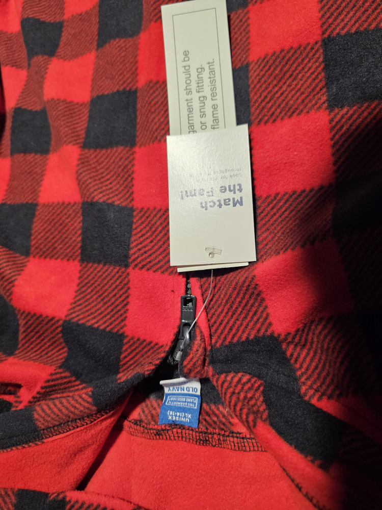 New Old Navy Red & Black Plaid Fleece Footless Pajamas - photo 3