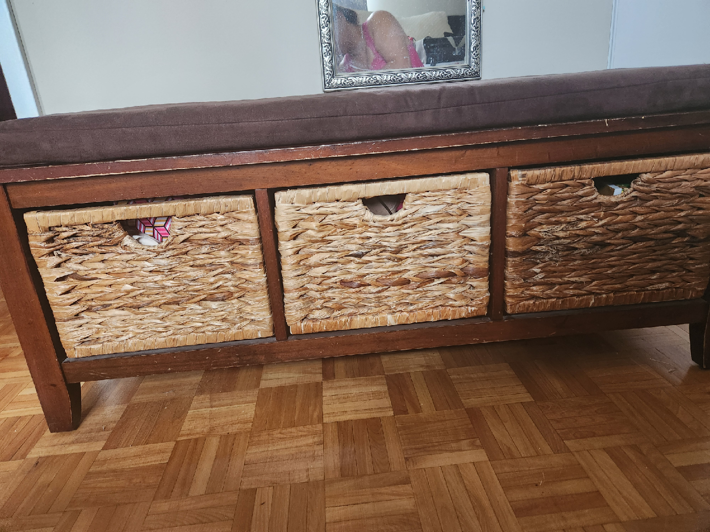 Storage Bench with Wicker Baskets - photo 2