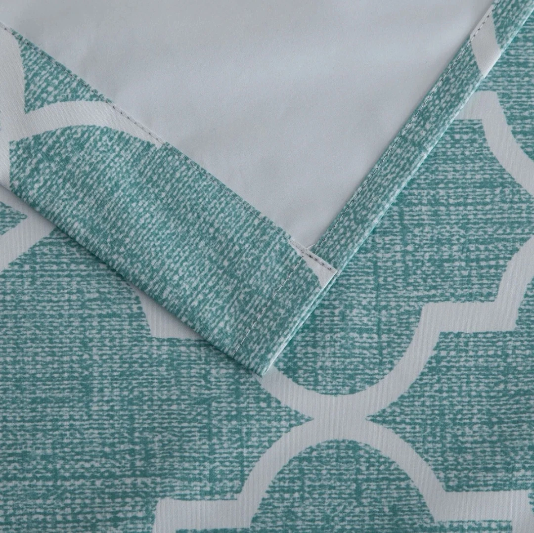 Teal & White Patterned Curtain Panels (52"W x 84"L) - photo 2