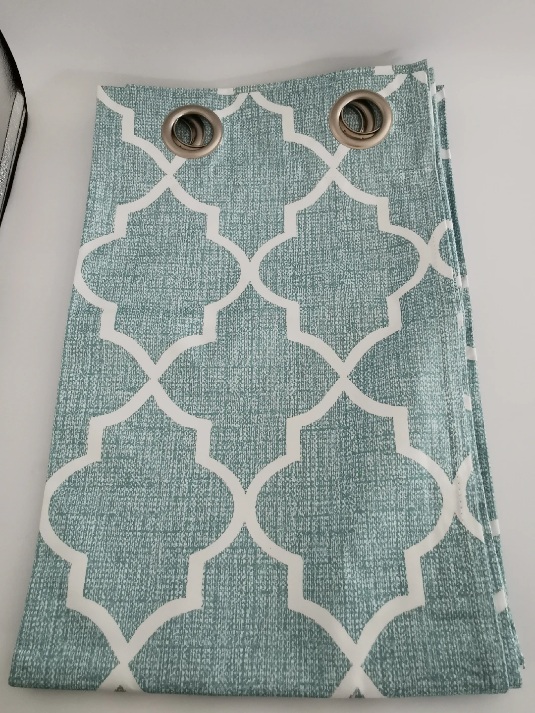 Teal & White Patterned Curtain Panels (52"W x 84"L) - photo 3