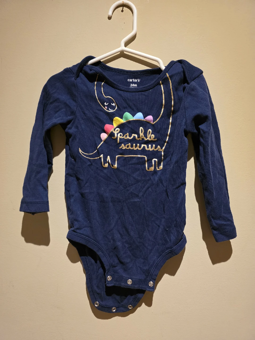 5 Baby Bodysuits for $5 - Carter's, Floral, Apple, Dinosaur - photo 2