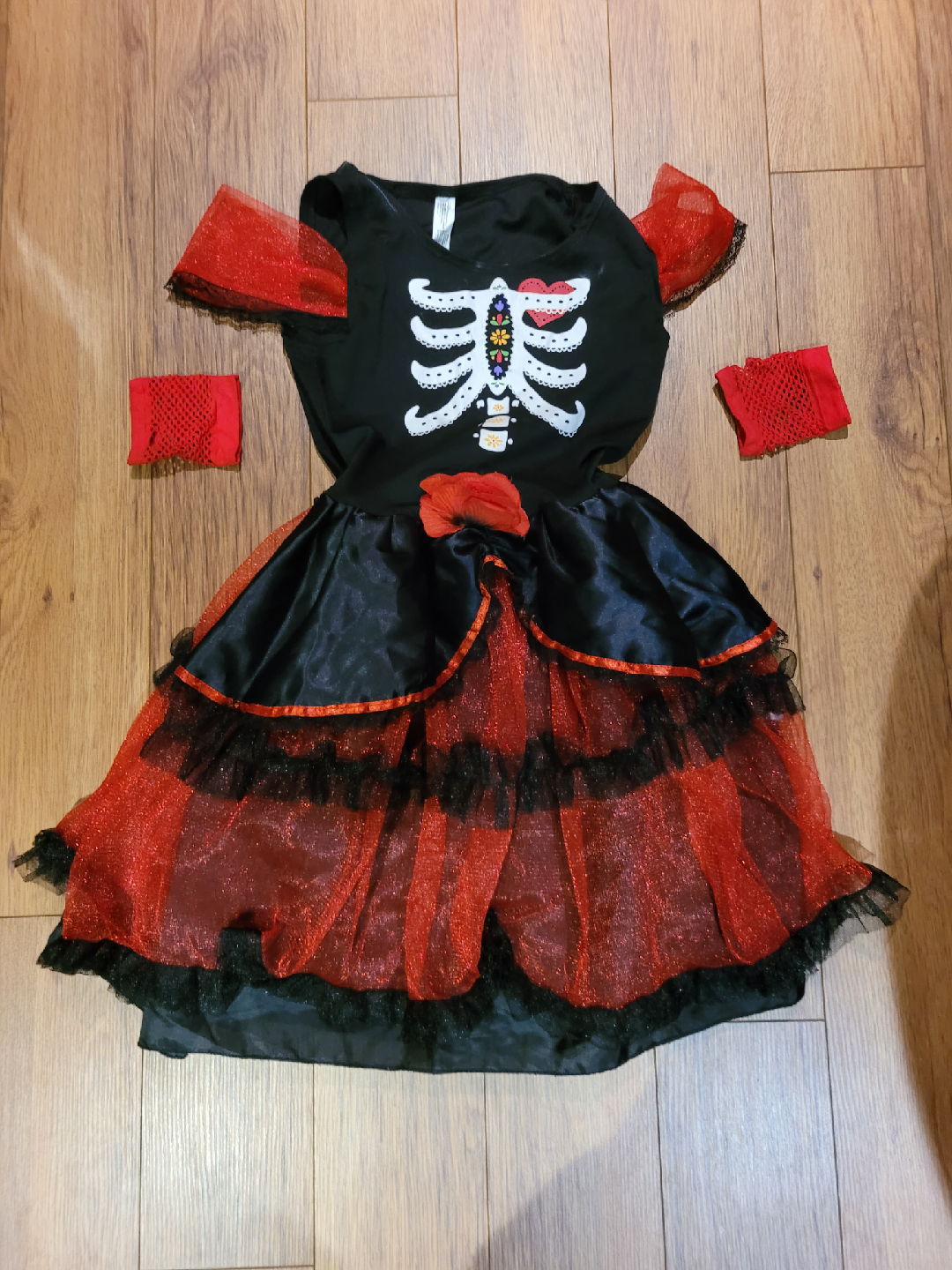 Girls' Halloween Skeleton Dress Costume