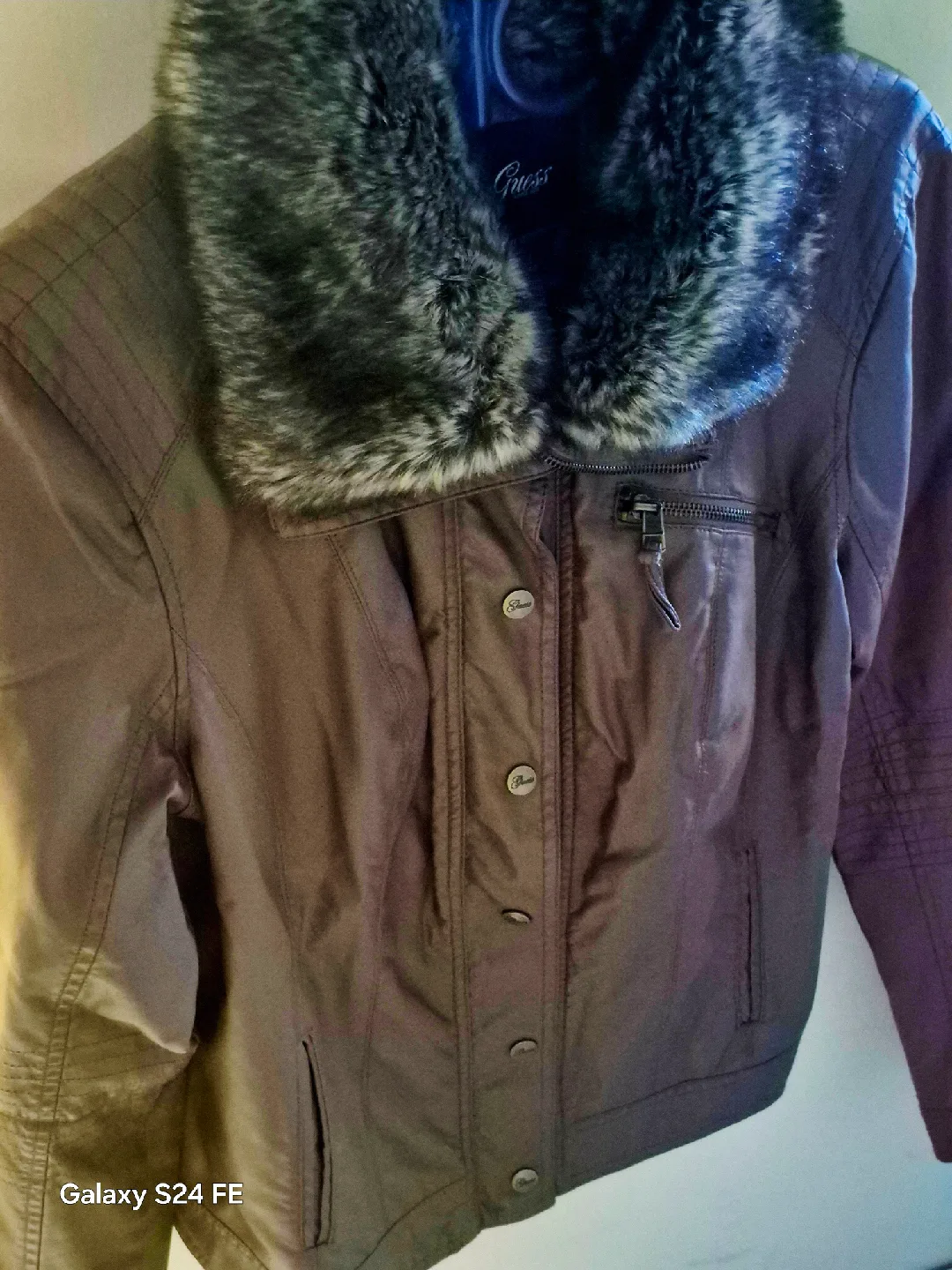 Guess fake leather  jacket  with  removable  fur image indicator(5)