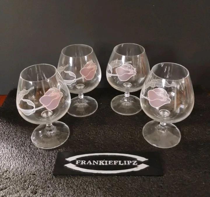 4 Vintage Bohemia Crystal Brandy Snifter Glasses