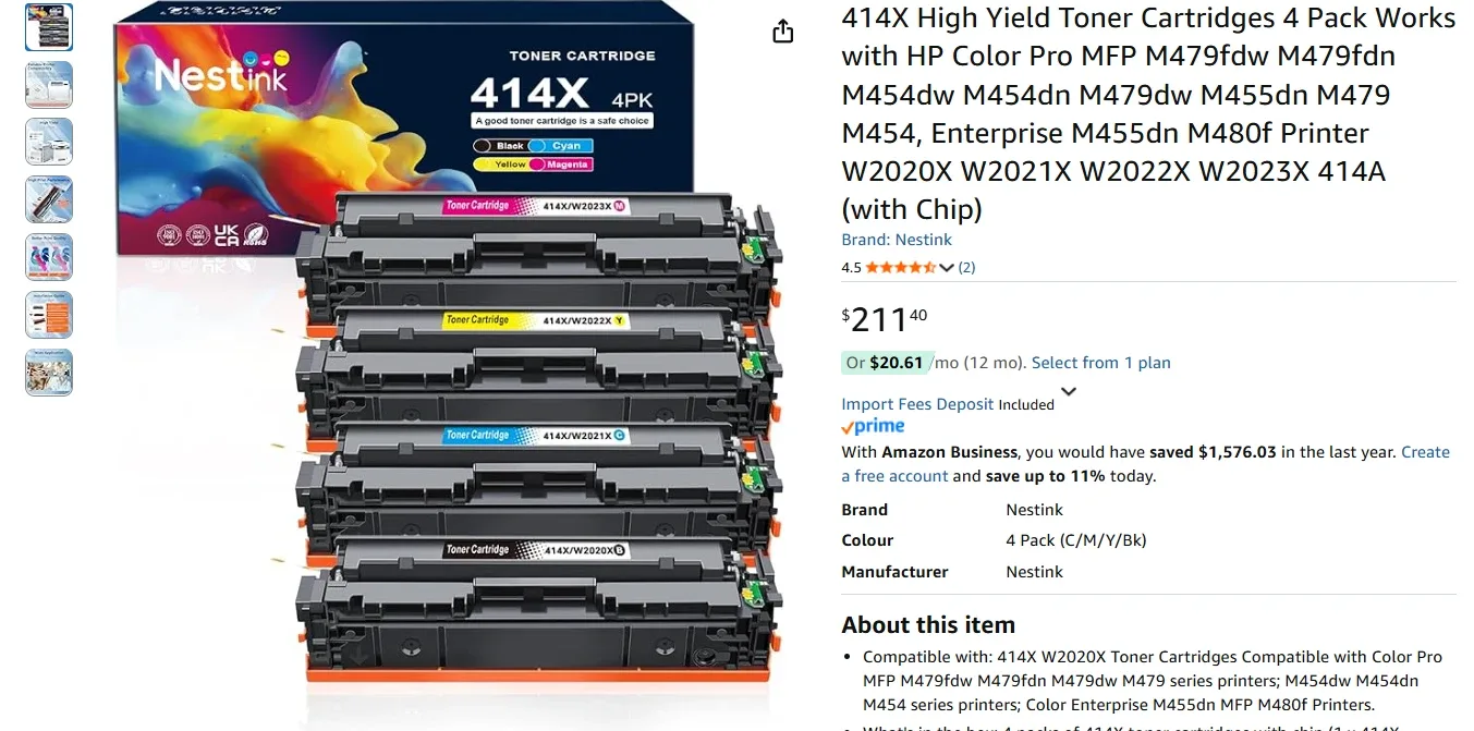 414X High Yield Toner Cartridges 4 Pack BNIB image indicator(2)