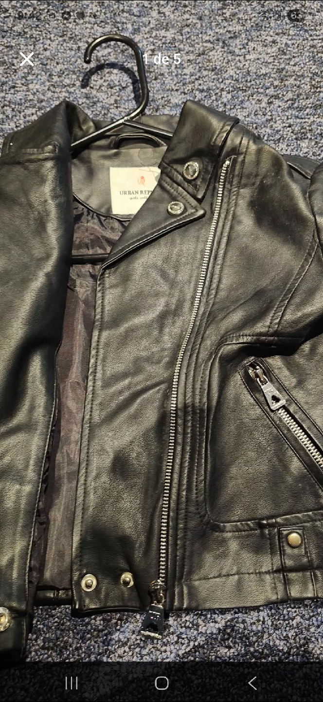Girls' Black Faux Leather Jacket - Size (5/6) - photo 2
