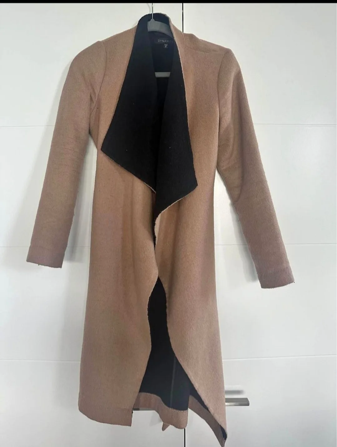 Dynamite Beige Draped Open Front Coat image indicator(3)