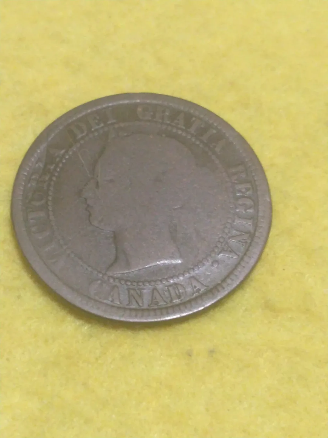 1876 Canada large cent DAMAGED Victoria KM #7 image indicator(4)