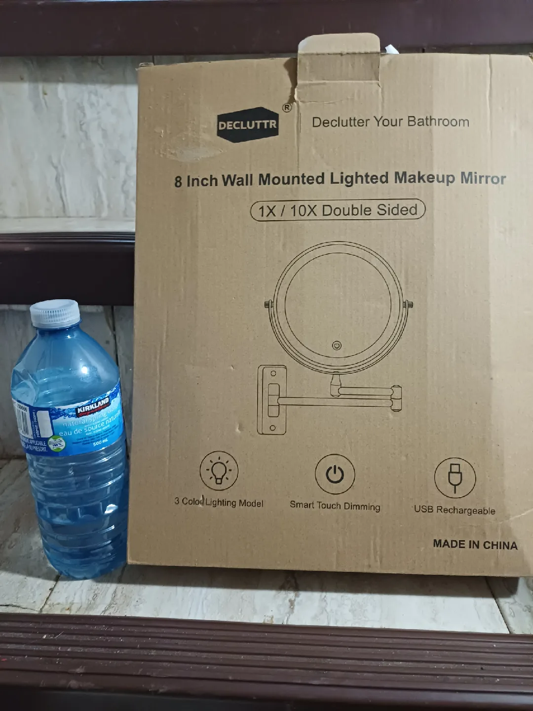 NEW 'Decluttr' 8" Wall Mounted LIGHTED Mirror, 1x/10x MAGNIFY thumbnail