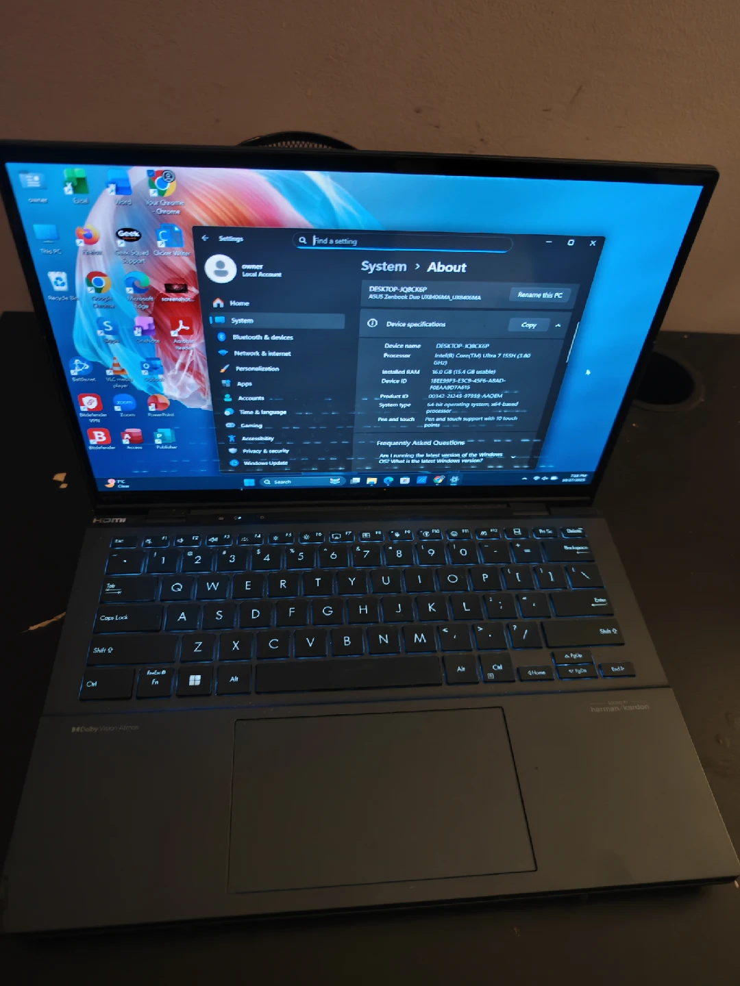 ASUS zenbook 14" intel core ultra 7 3.80GHZ 16GB RAM - photo 4