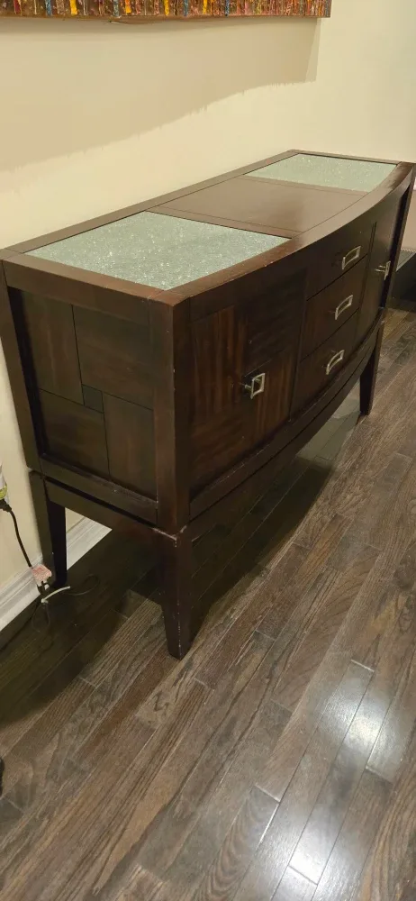 Dark Wood Buffet with Glass Top image indicator(2)