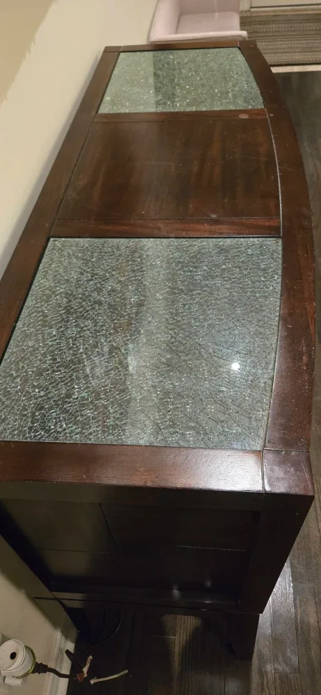 Dark Wood Buffet with Glass Top image indicator(3)