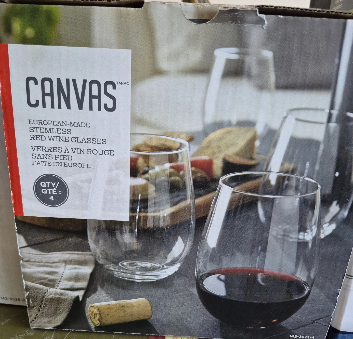 CANVAS Stemless Red Wine Glasses (Set of 4)