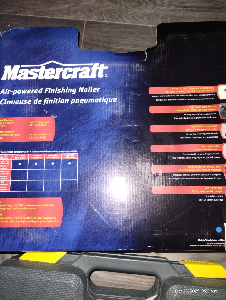 Mastercraft Air-Powered Finishing Nailer