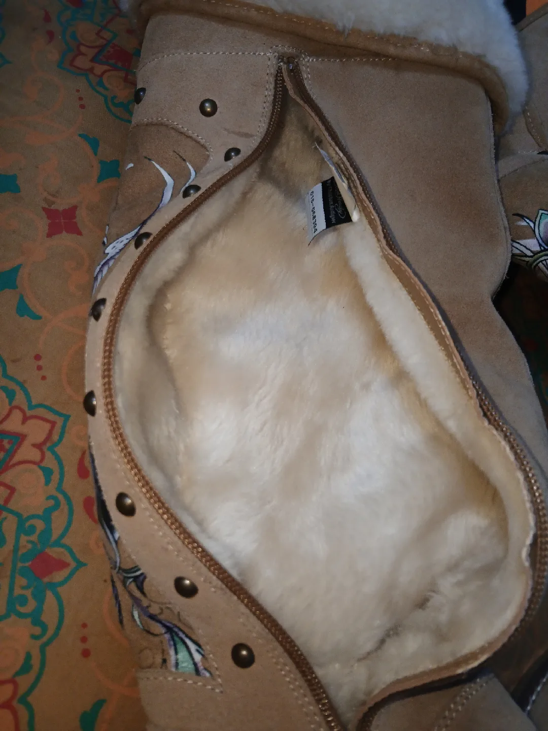 Ed Hardy Beige Suede Boots with Skull Design image indicator(5)