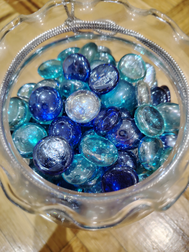 Glass Bowl with Decorative Stones