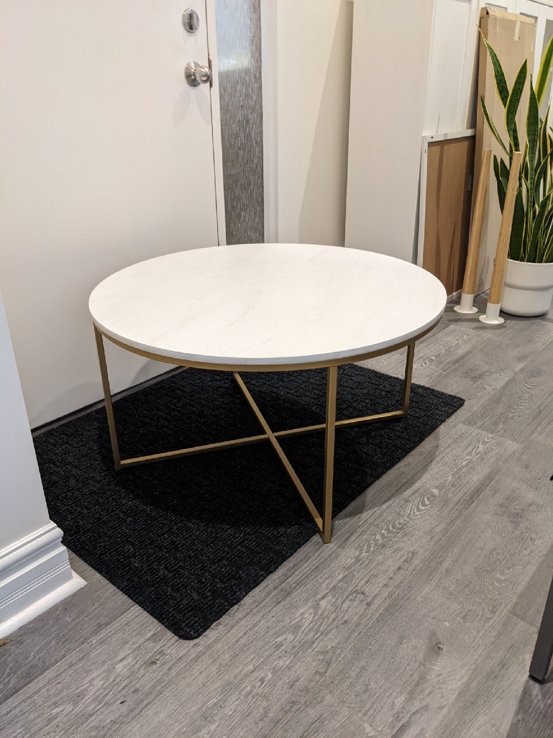 Round Faux Marble Top Coffee Table