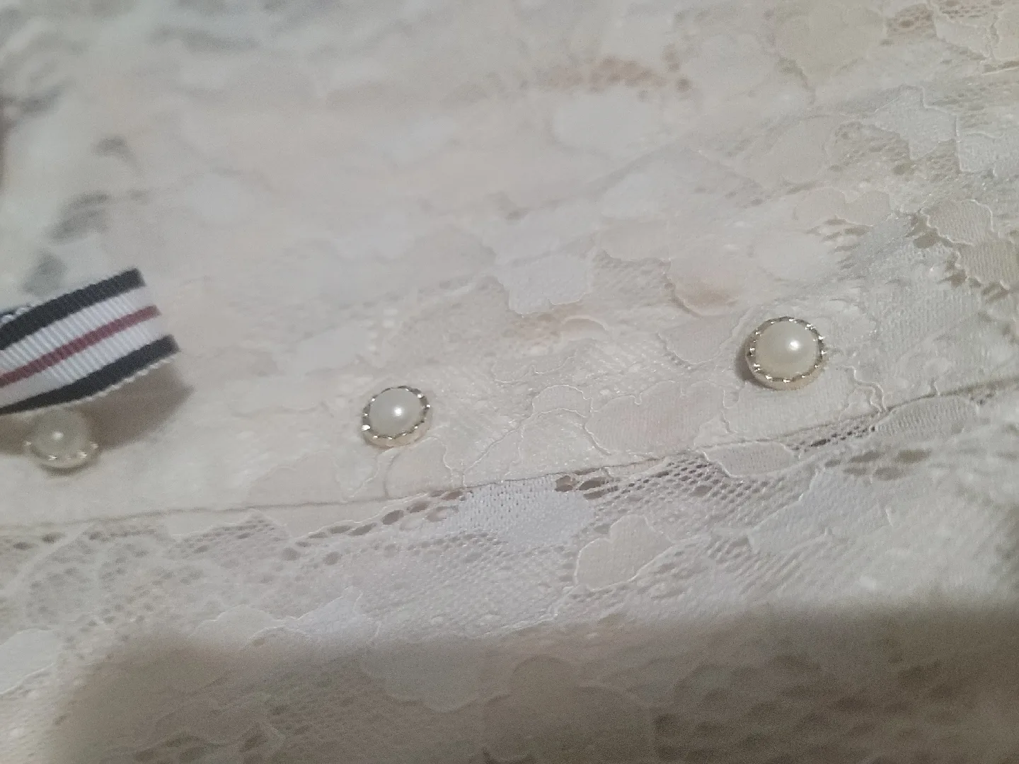 Lace Dress - Cream with Ribbon Detail image indicator(3)