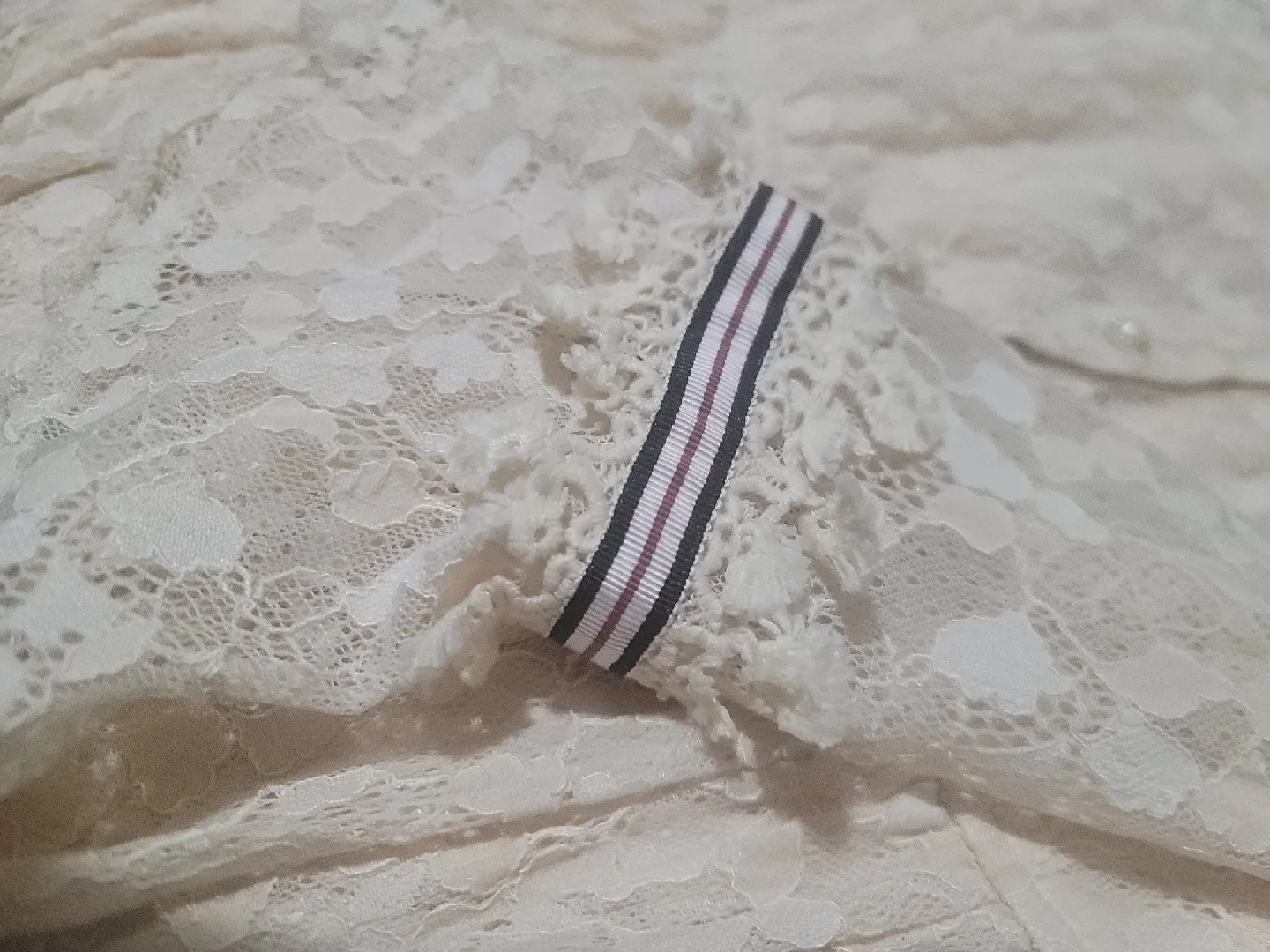 Lace Dress - Cream with Ribbon Detail image indicator(4)