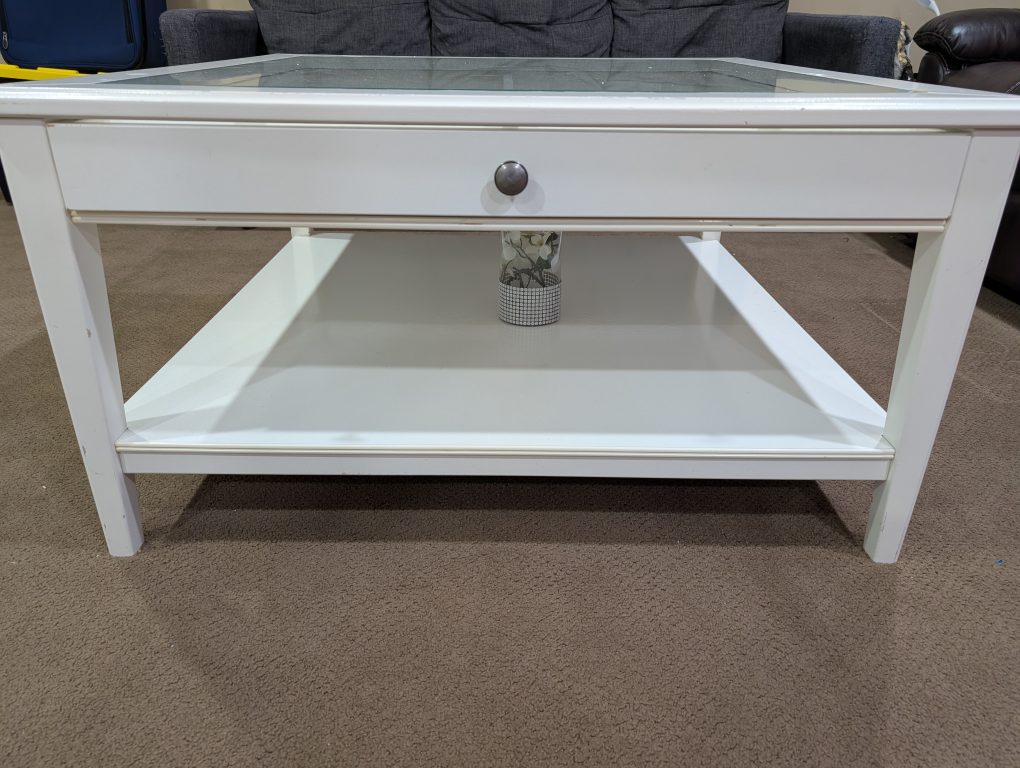 IKEA White Coffee Table with Glass Top - photo 3
