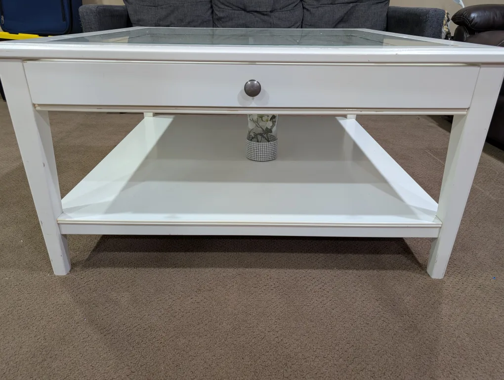 IKEA White Coffee Table with Glass Top image indicator(3)