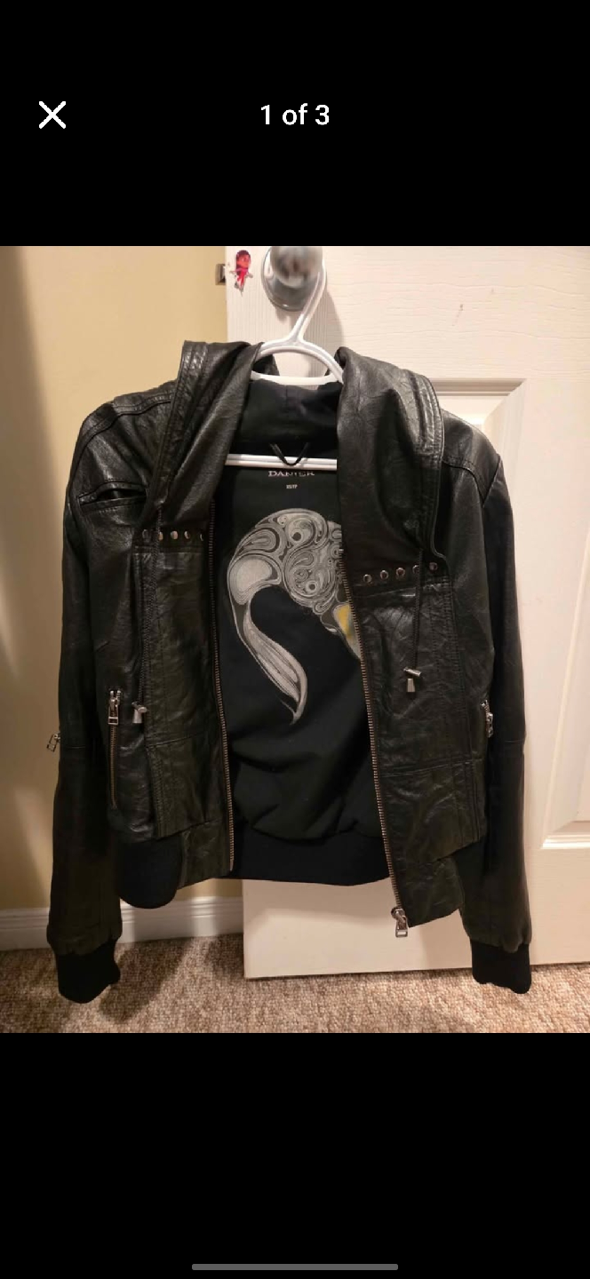 Danier Black Leather Jacket - Size XS