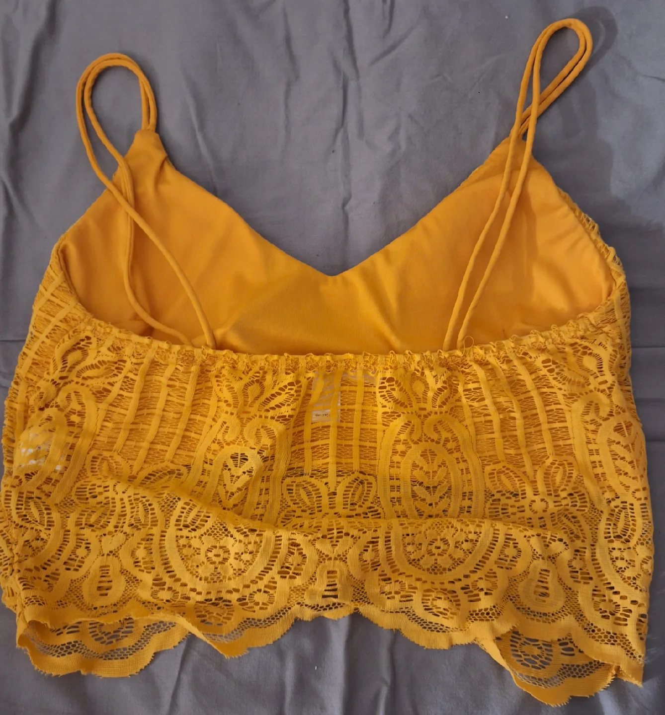 ReVamped Yellow Lace Cami Top - Size XL image indicator(2)