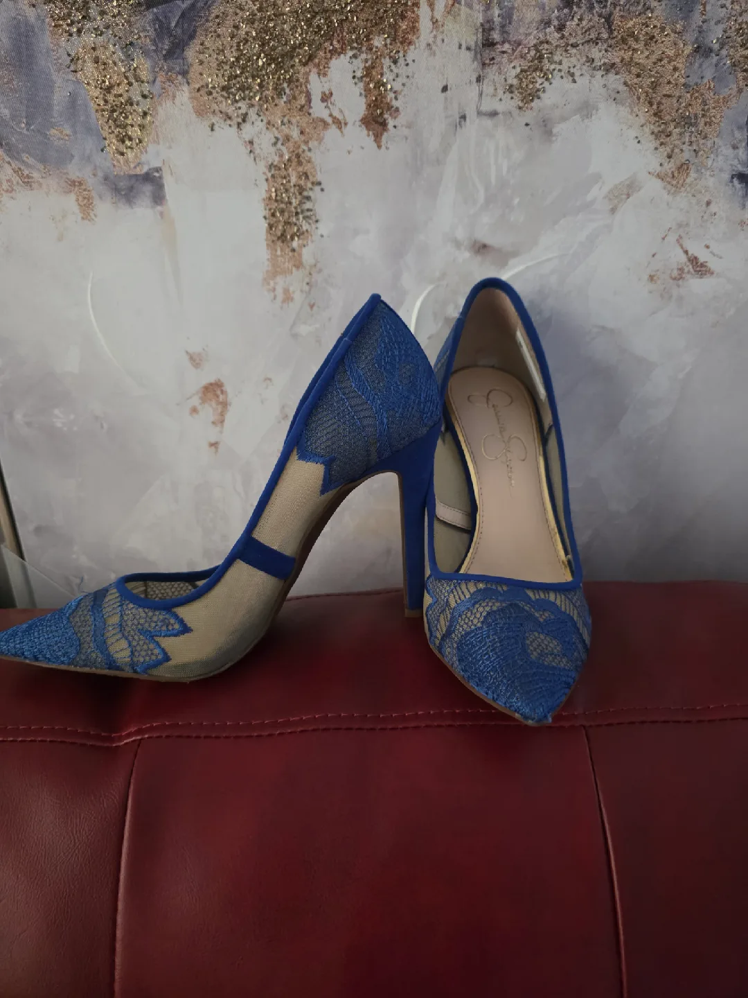Jessica Simpson Blue Lace Heels - Size 8 image indicator(2)