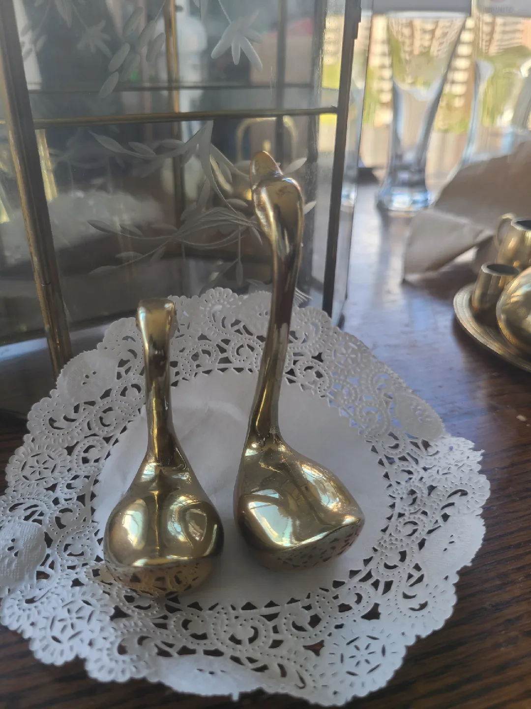 Vintage Brass Swan Figurines - Set of 2 image indicator(3)