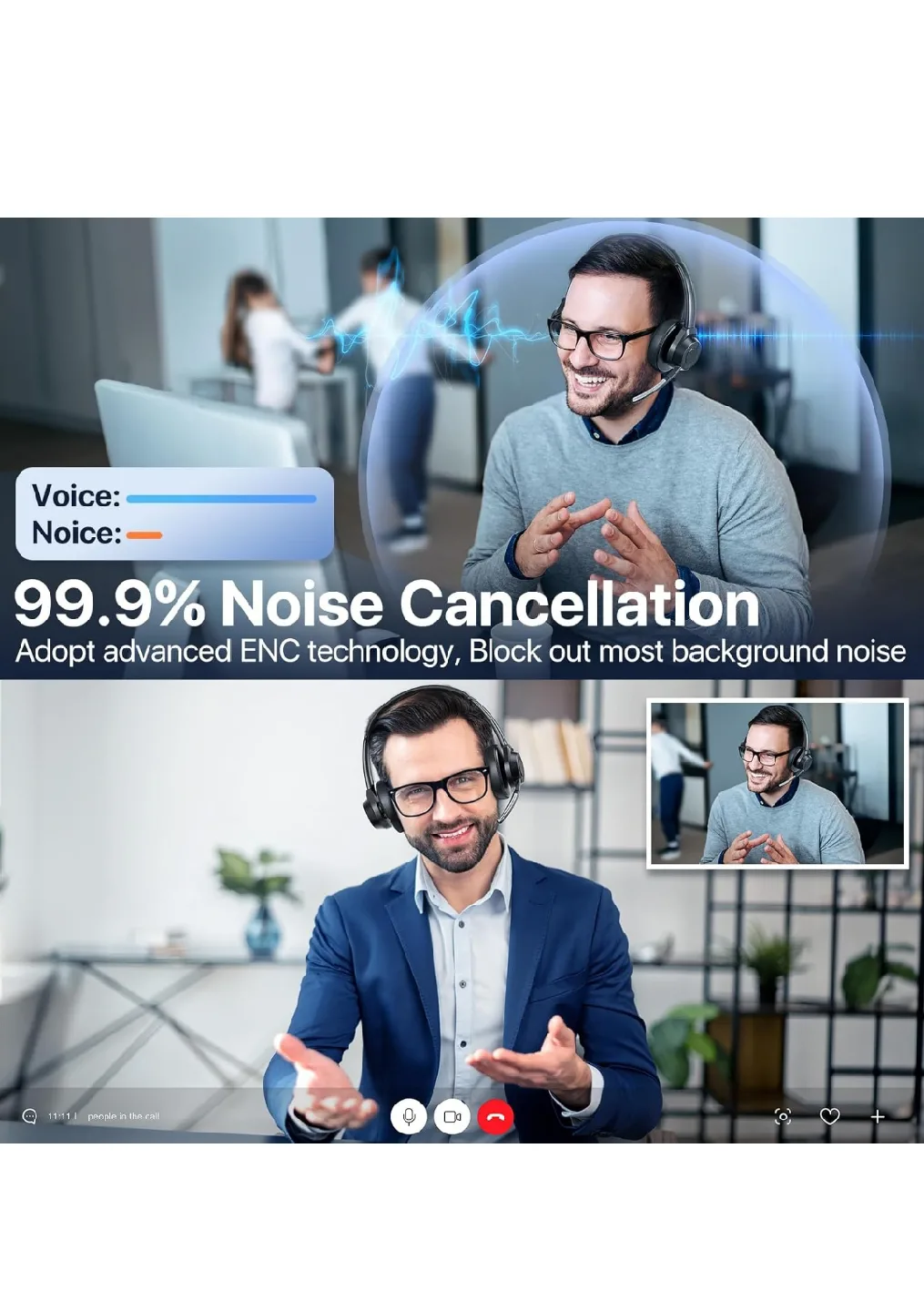 Wireless Headset with Noise Cancellation image indicator(2)