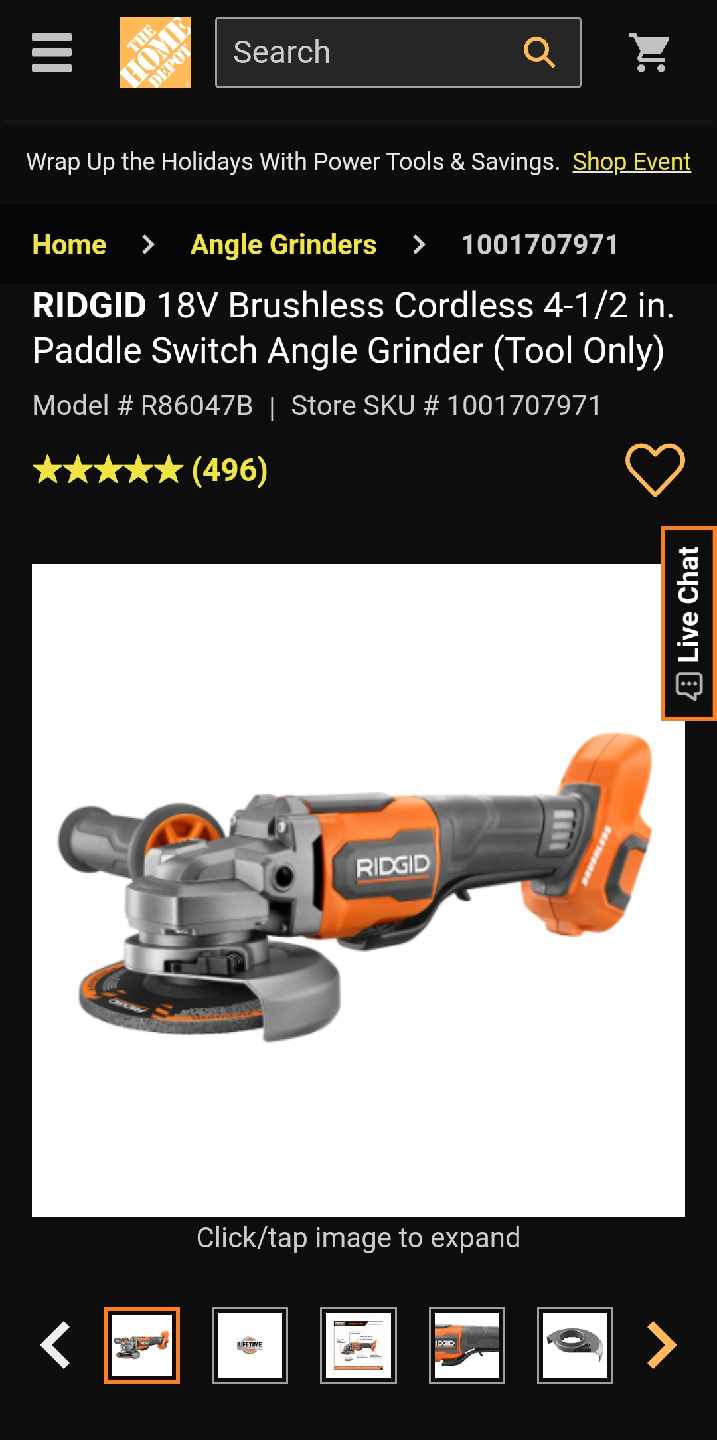 RIDGID 18V Brushless Angle Grinder w/ Box - photo 3