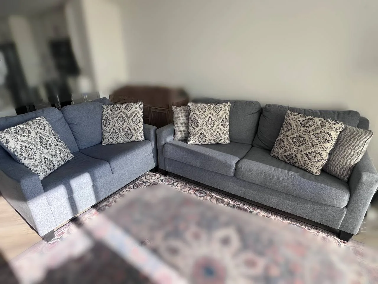 Grey Loveseat Sofa with Pillows image indicator(3)