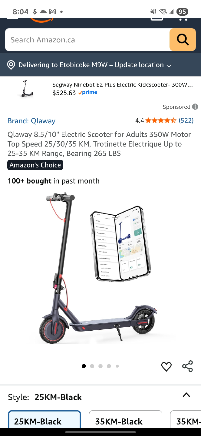 Qlaway 8.5/10" Electric Scooter - 25KM-Black