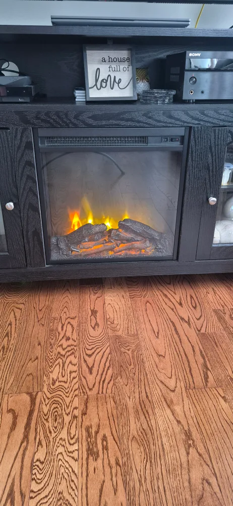 Black TV Stand with Electric Fireplace image indicator(2)