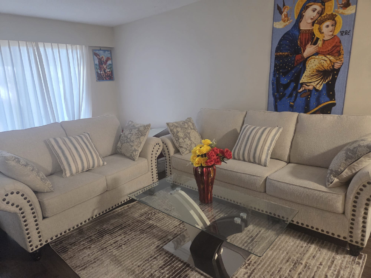 Beige Sofa and Loveseat Set