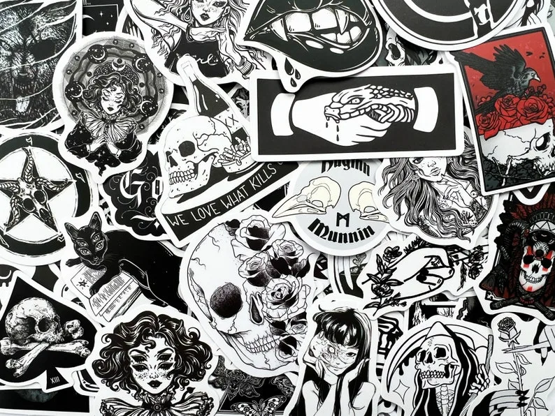 Gothic Black & White Stickers - Variety Pack image indicator(2)