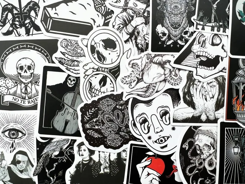 Gothic Black & White Stickers - Variety Pack image indicator(3)